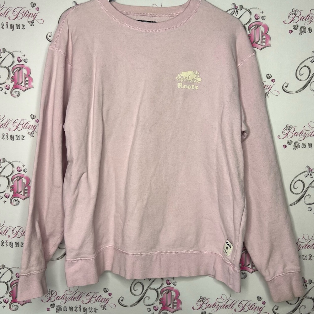 Roots pink pullover hoodie sweater logo beaver baby bubblegum pink 🌸🌸